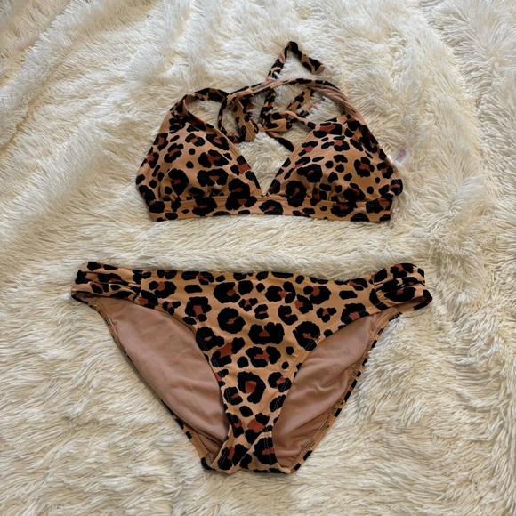 Xhilaration from Target brown & black leopard 🐆 patterned Bikini 👙 XL - Picture 2 of 16
